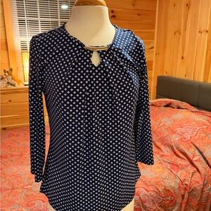 Navy Blue Patterned Women's Top